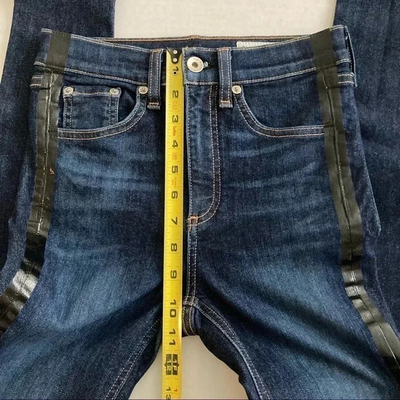 Rag & Bone High-Rise Mad River Tux Glossy Side-Stripe‎ Ankle Skinny Jeans 24 - Picture 12 of 12